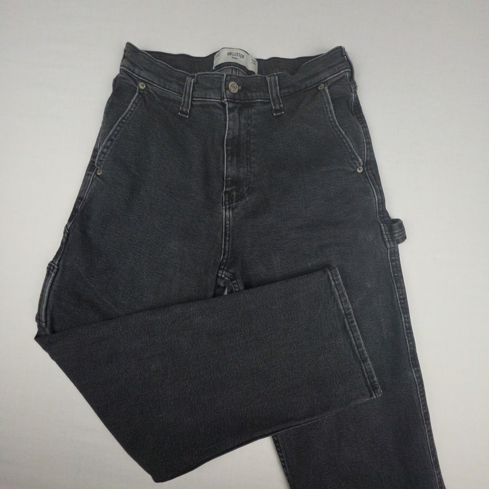 Hollister Jeans 28x30 29x26.5 Mens Black Baggy Carpenter Loose Fit Stretch Denim